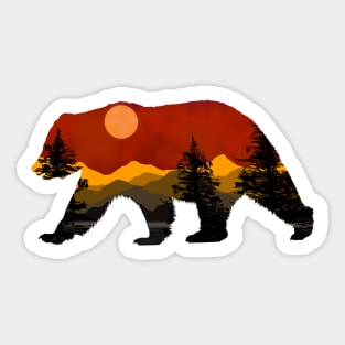 Sunset in Bear Silhouette Sticker